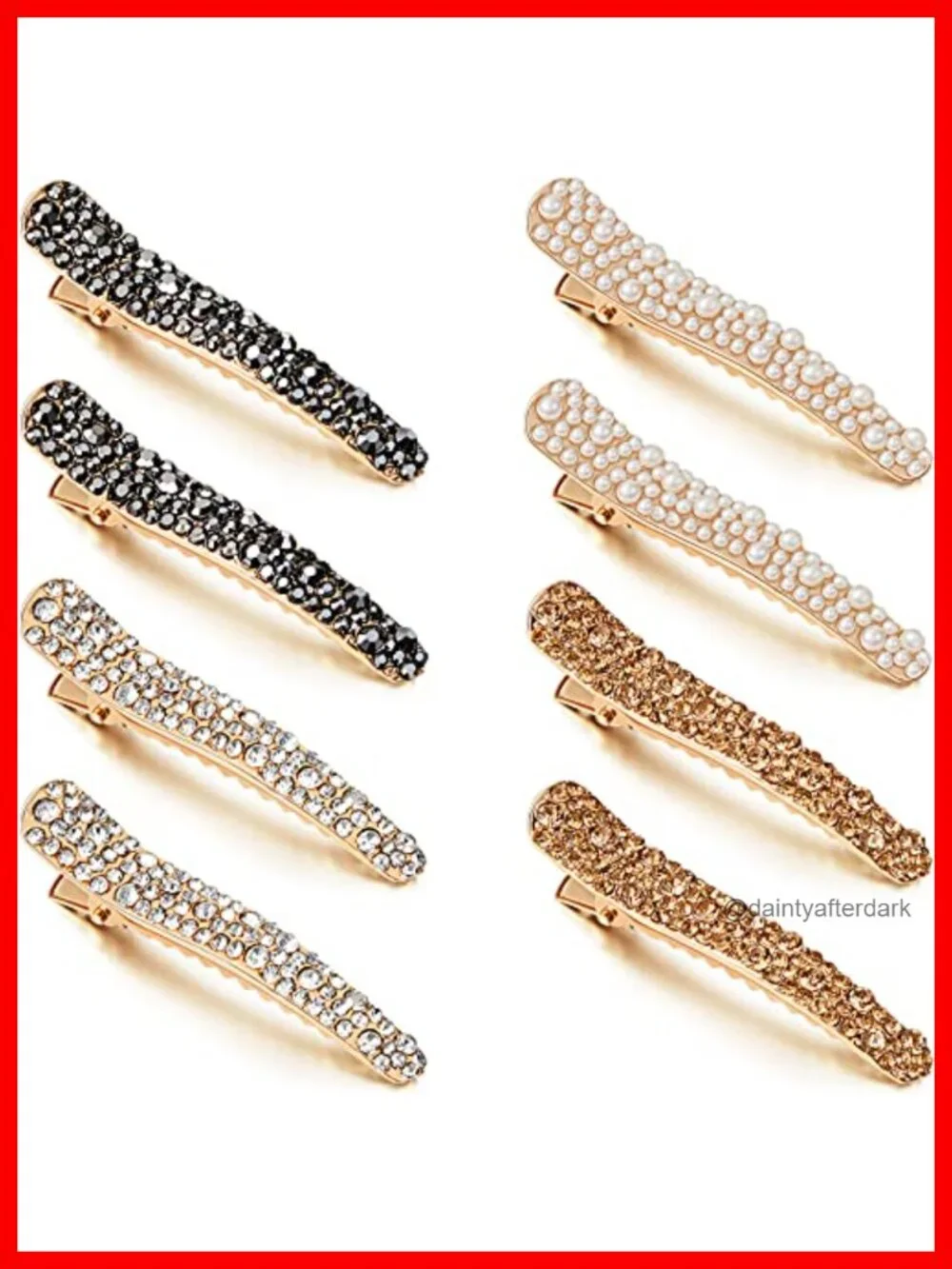 16 Pc Pearl Rhinestone Duckbill Hair Clips Barrettes Styling Tools Accessories